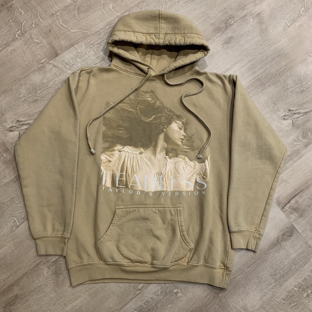 Taylor Swift Fearless Taylor's Version Hoodie Sweatshirt Mustard Yellow Adult XS